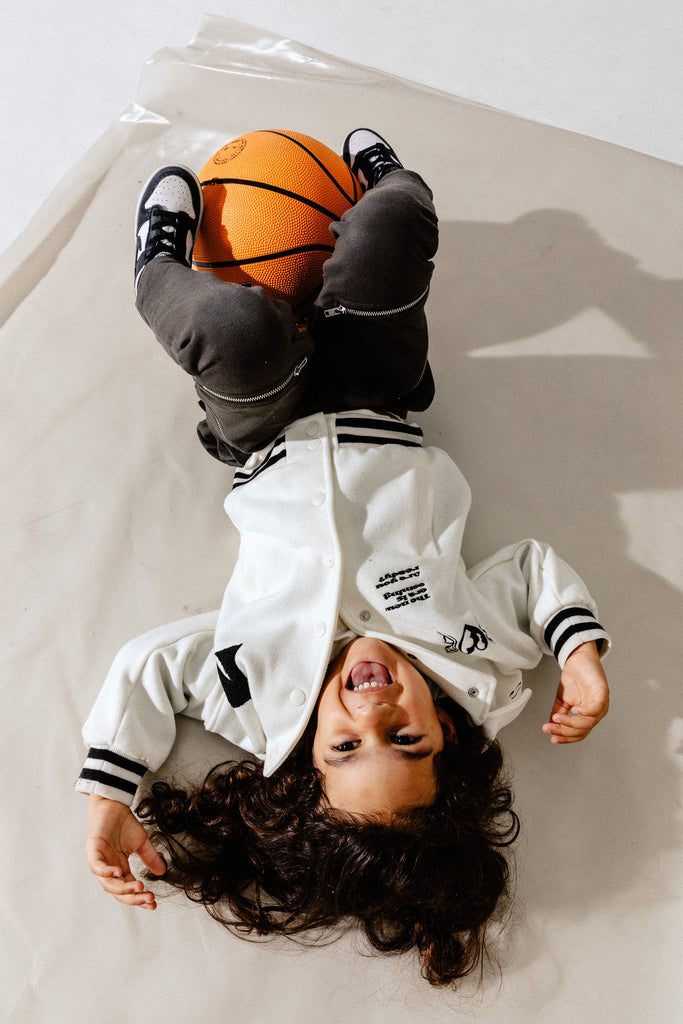 kids baseball varsity jacket cargo trousers cool kidswear